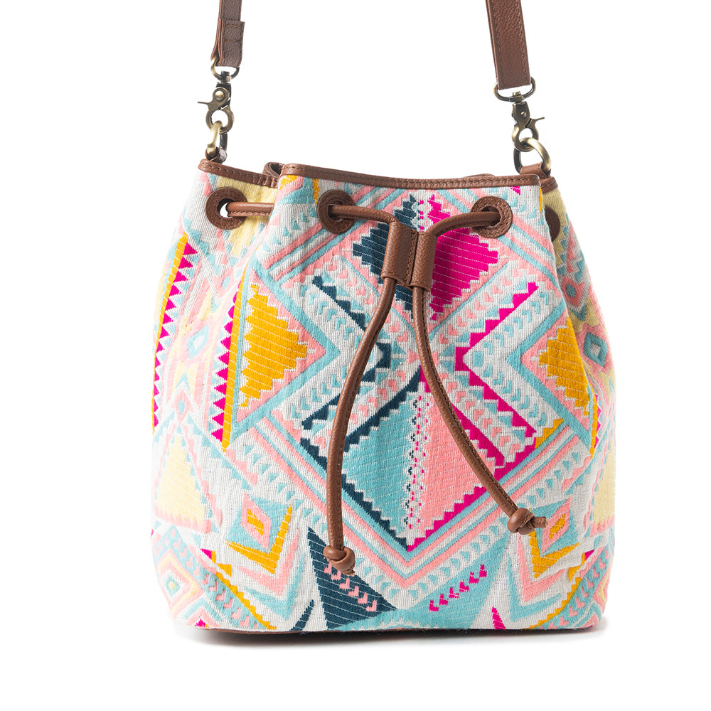 Pastel Desert Sunrise Bucket Bag In Pink