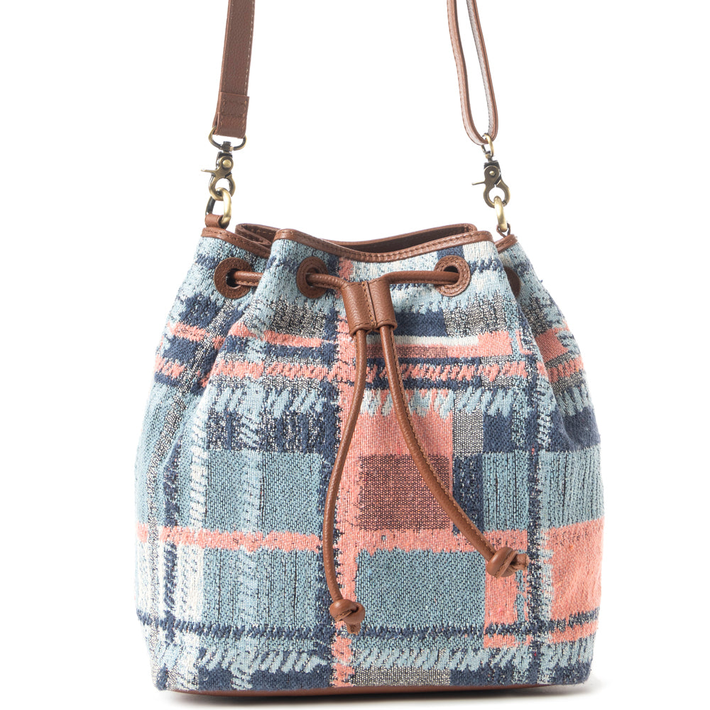 Pastel Desert Sunrise Bucket Bag In Blue