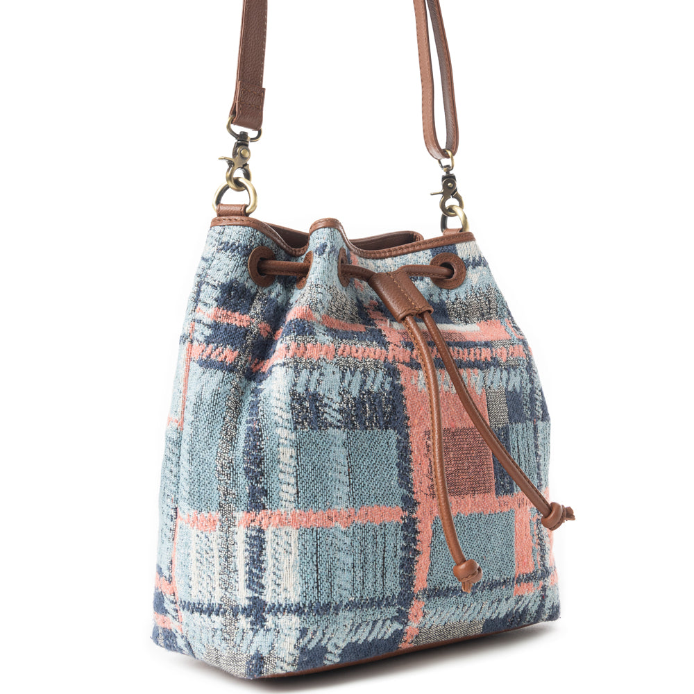 Pastel Desert Sunrise Bucket Bag In Blue