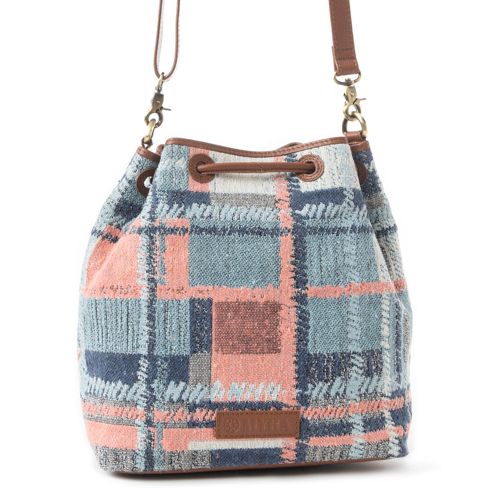 Pastel Desert Sunrise Bucket Bag In Blue