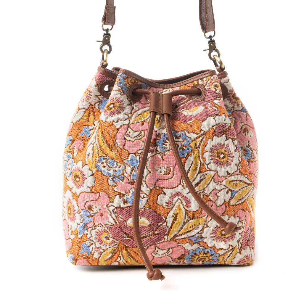 Pastel Desert Sunrise Bucket Bag In Brown