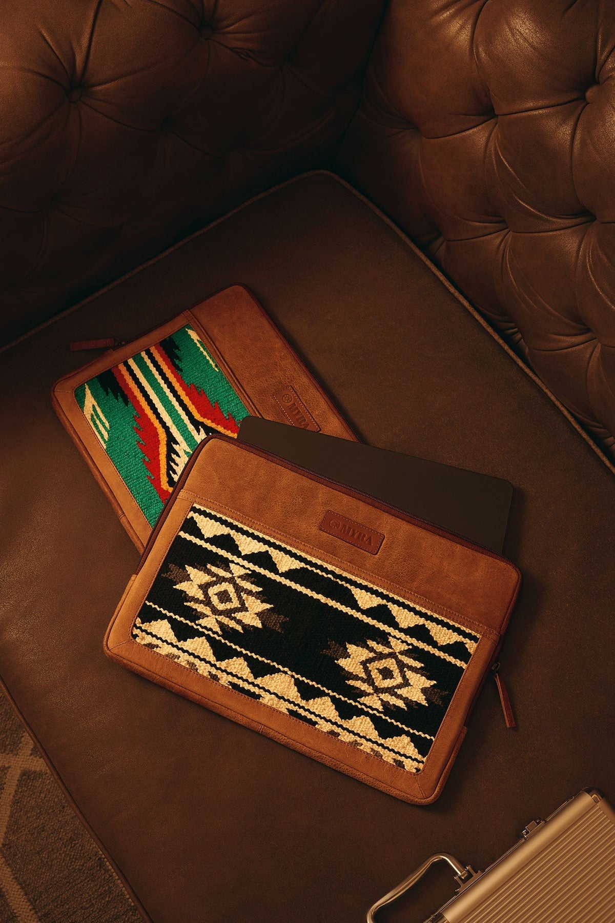 Minerva Prairie Laptop Case In Black And Brown