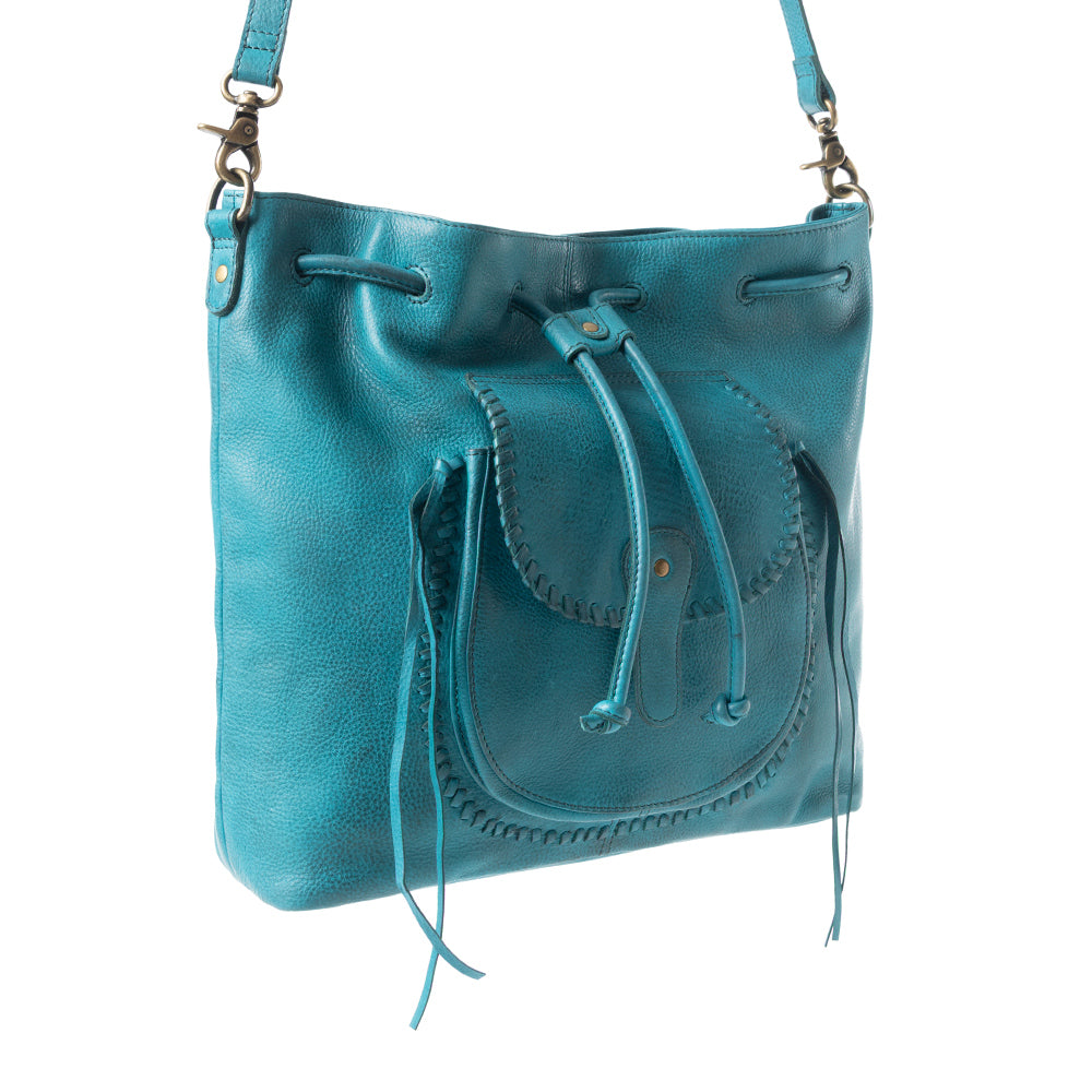 Mika Saddle Bucket Bag In Blue