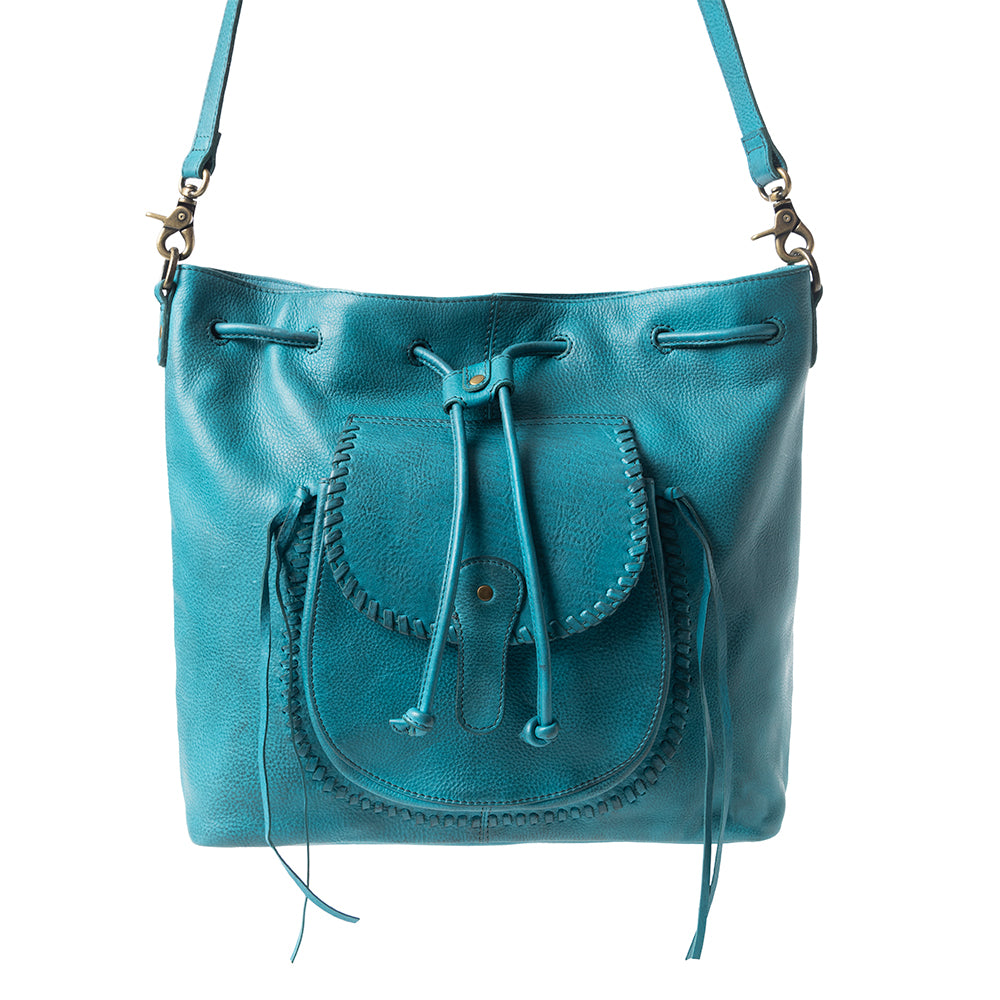 Mika Saddle Bucket Bag In Blue