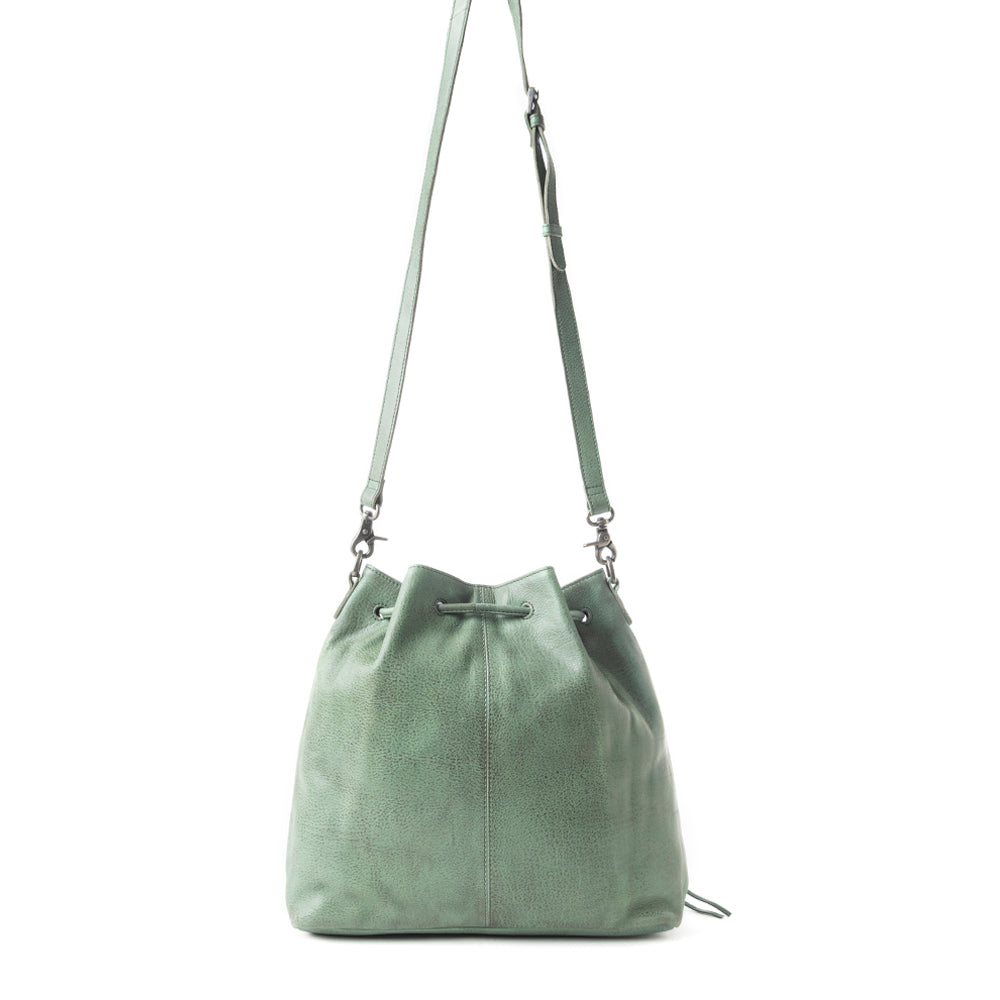 Mika Saddle Bucket Bag In Green