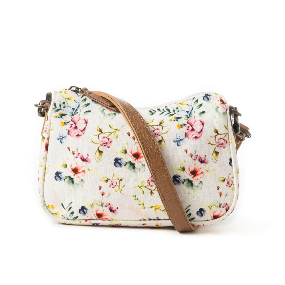 Cottage Rose Crossbody Bag In Off White