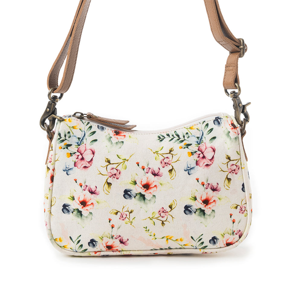 Cottage Rose Crossbody Bag In Off White