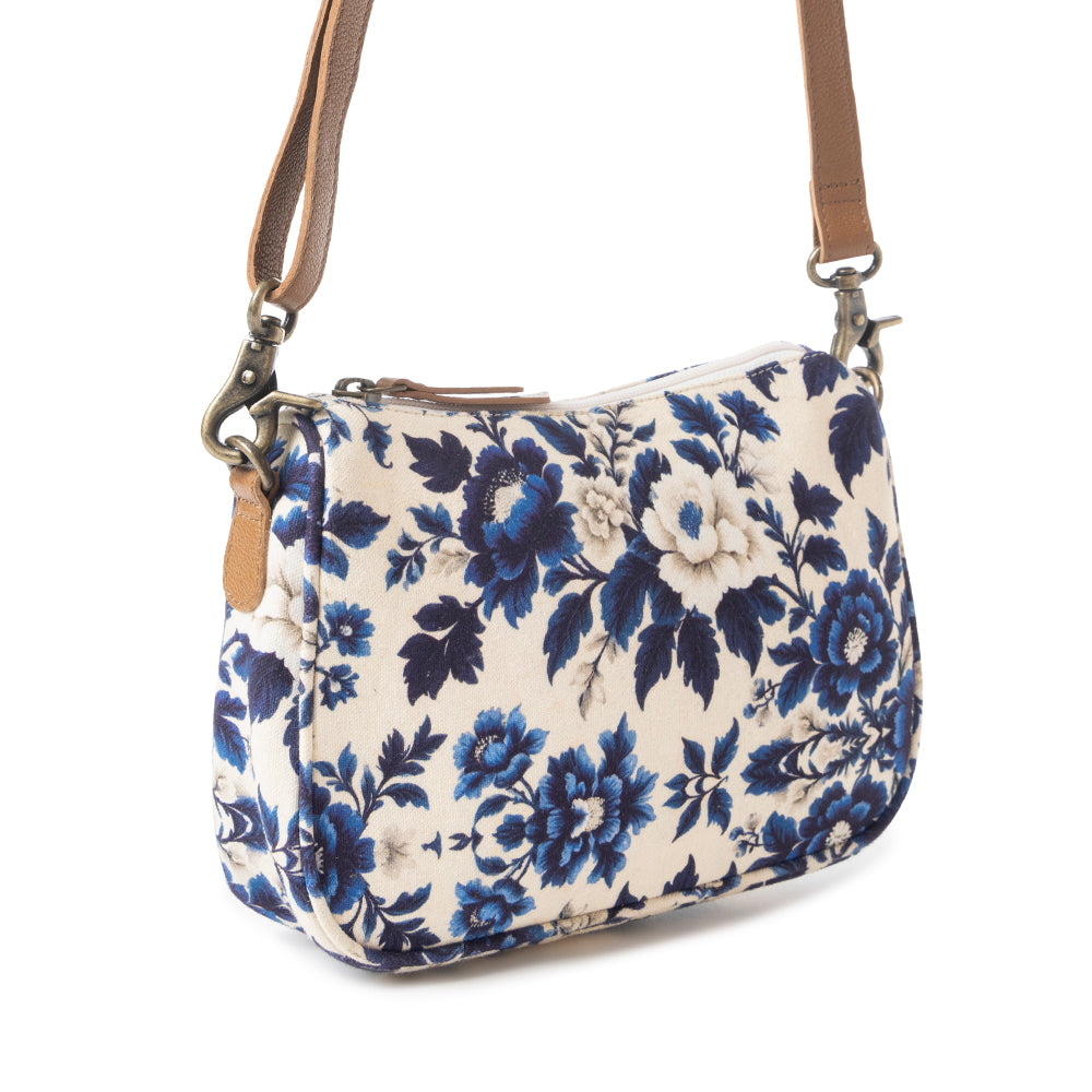 Cottage Rose Crossbody Bag In Blue