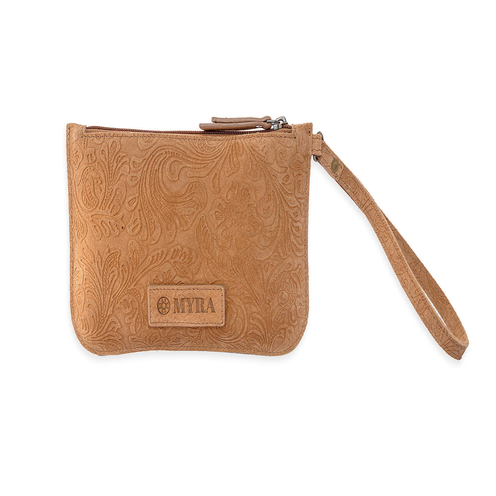 Heritage Scroll Clutch Bag In Brown