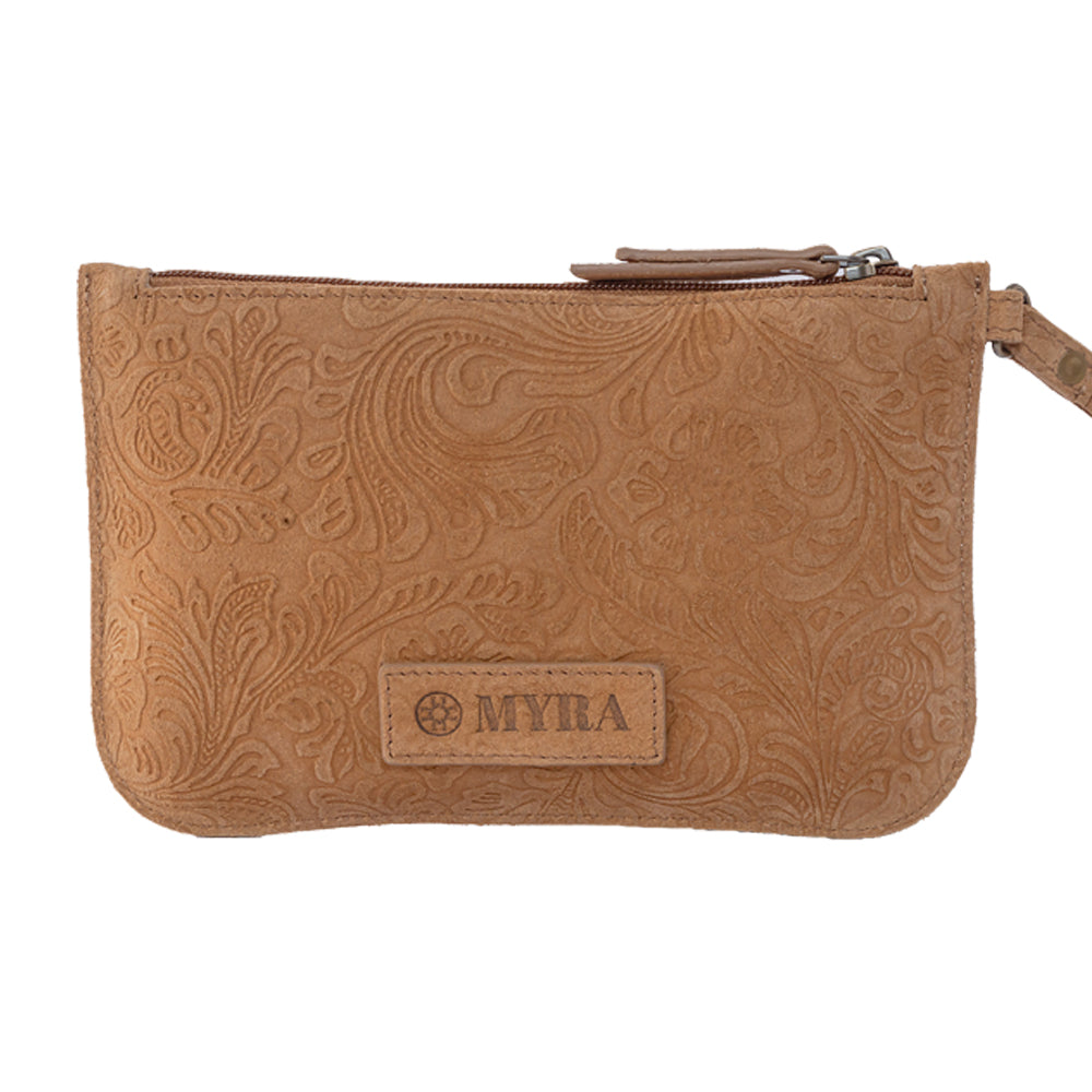 Heritage Scroll Clutch Bag In Brown