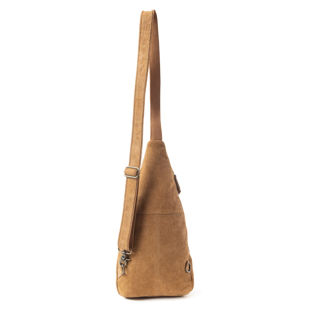 Marigold Scroll Sling Bag In Brown