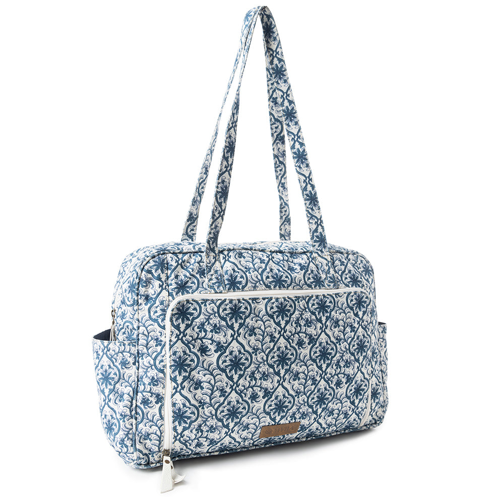 Royal Damask Diaper Bag In Blue