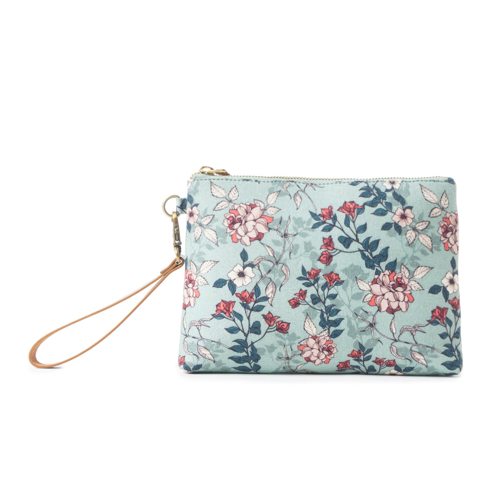 Peace & Serenity Blossoms Clutch Bag In Light Blue