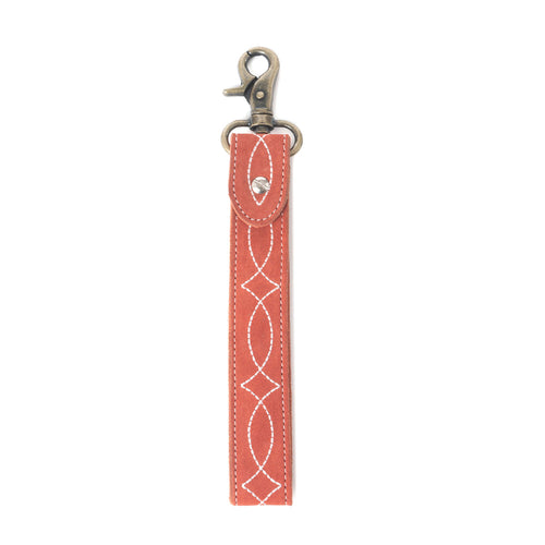 Rodeo Rose Leather Key Fob in Red