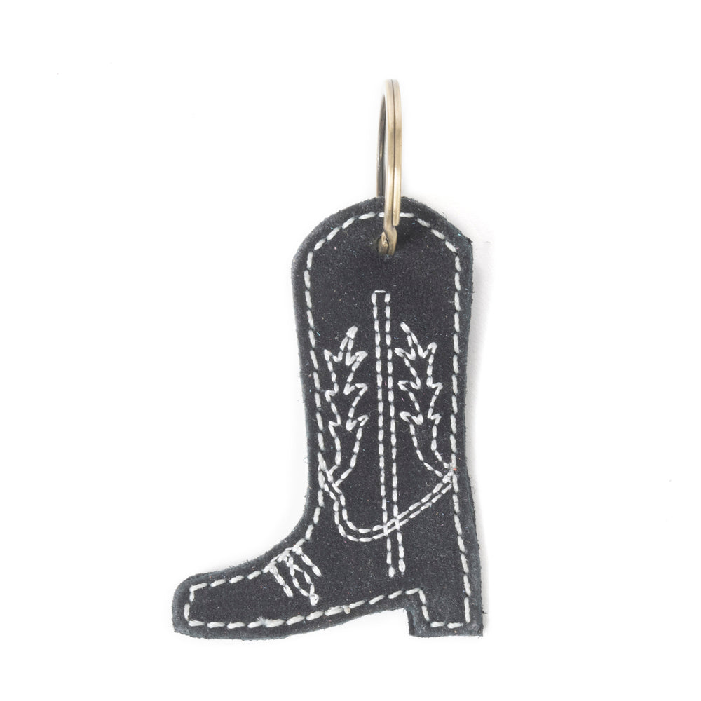 Western Whimsy Leather Key Fob in Bootcut Black