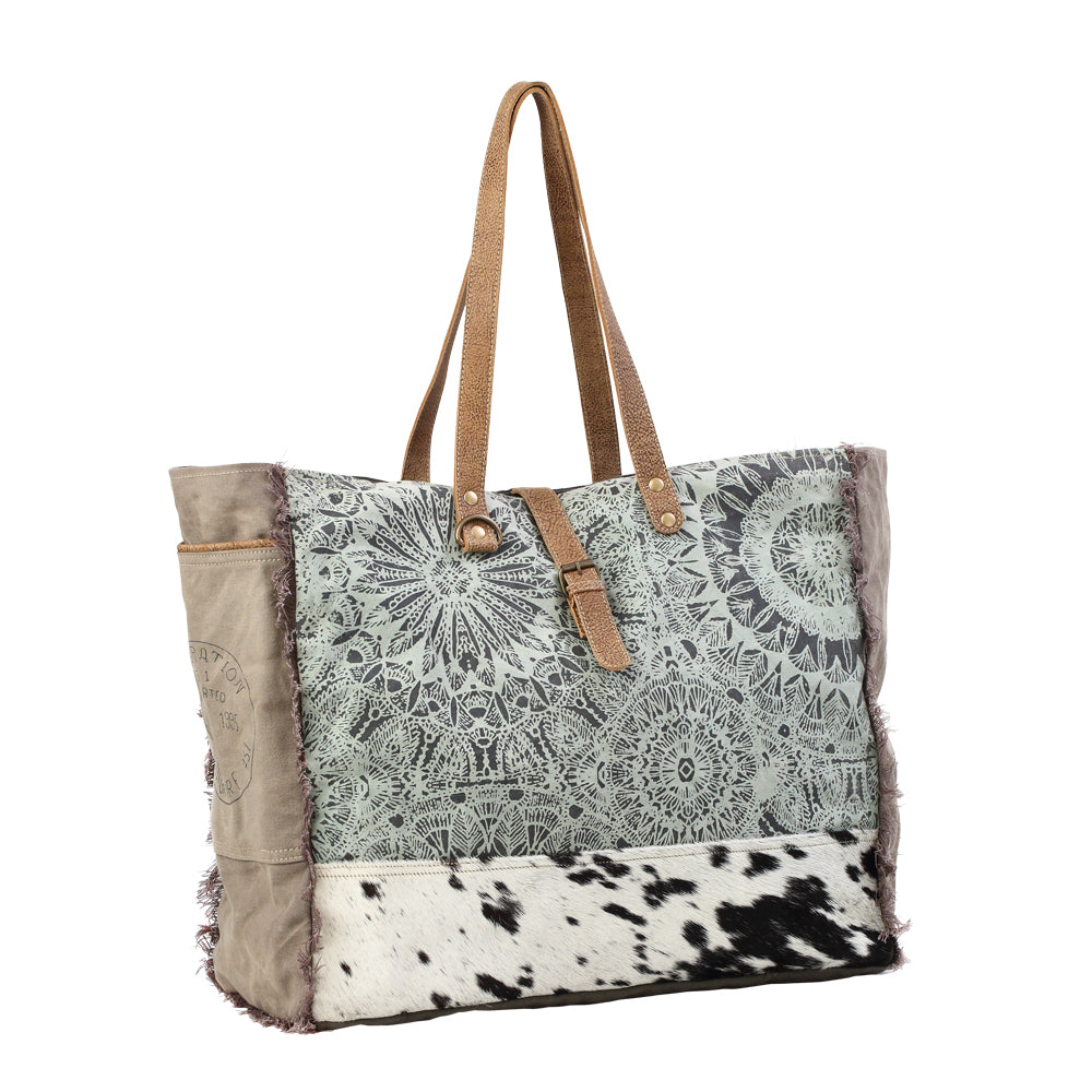 Green Floral Print Weekender Bag - Myra Bags