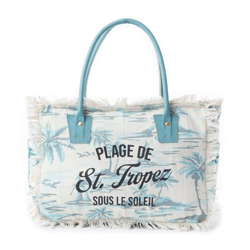 Saint Tropez Tote Bag In Green & White