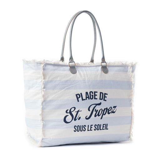 Saint Tropez Weekender Bag In White & Sky Blue