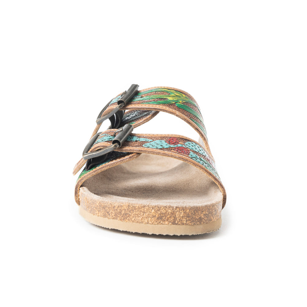 Falling Feather Sandals In Green and Brown