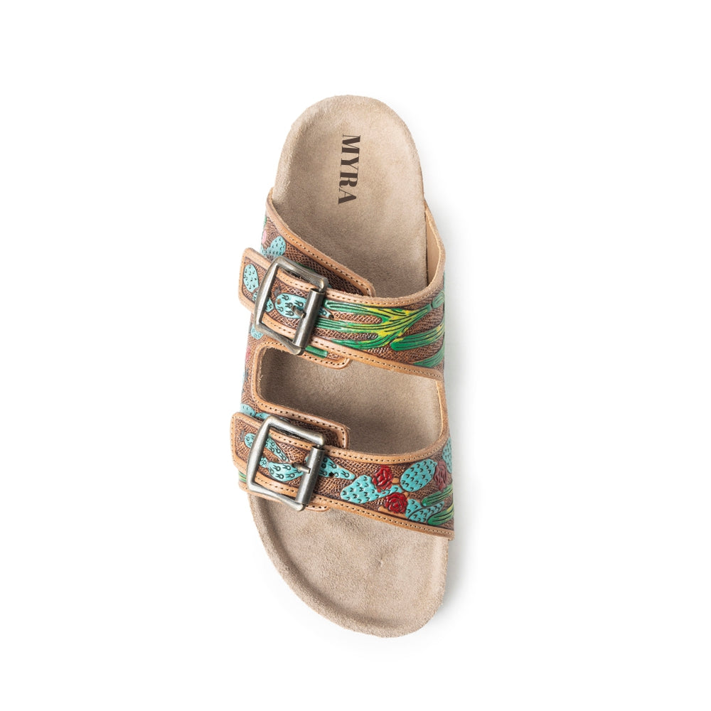 Falling Feather Sandals In Green and Brown