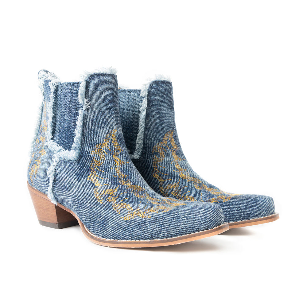 Dearling Ranch Booties In Denim Blue