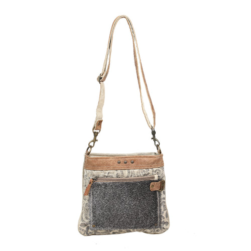HIDE & FLORAL PRINT SMALL & CROSS BODY BAG