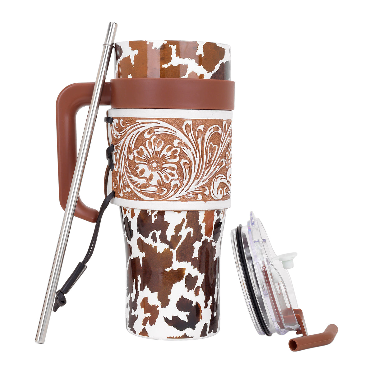 Wide Wyoming Tumbler In Brown and White