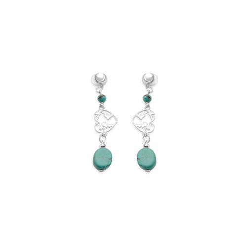 Rugged Heart Earrings In Blue