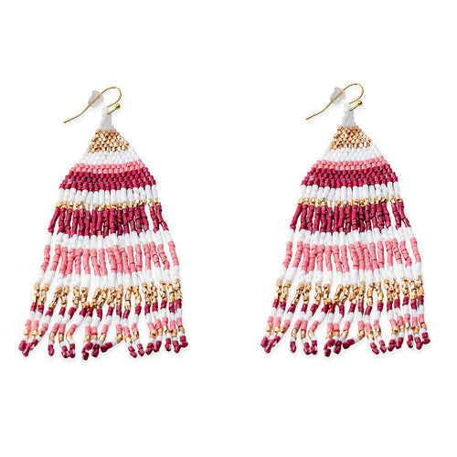 Nanna's Skirt Beaded Earrings In Red