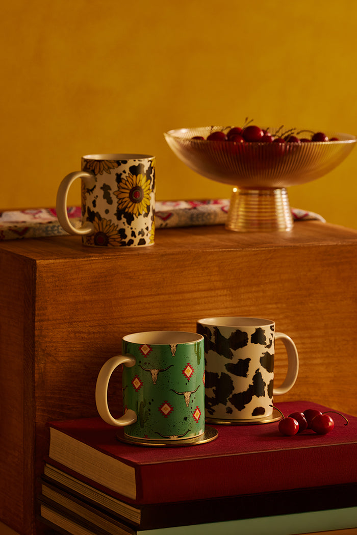 Sippin’ in the South Ceramic Mug in Cactus Geometry