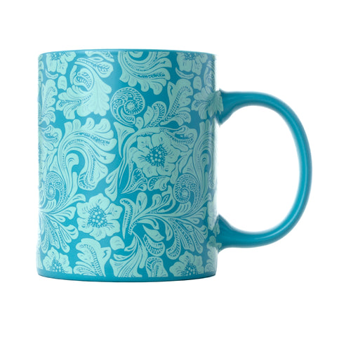 Sippin’ in the South Ceramic Mug in Cyan Baroque