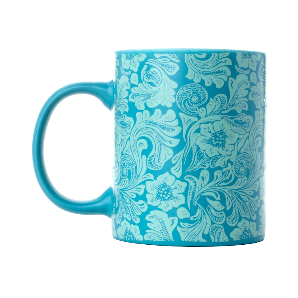 Sippin’ in the South Ceramic Mug in Cyan Baroque