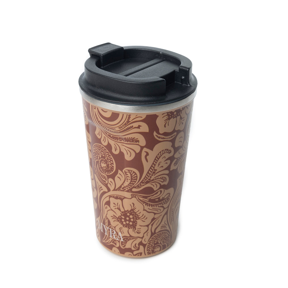 Western Trail Brew Stainless Steel Mug in Brown Baroque