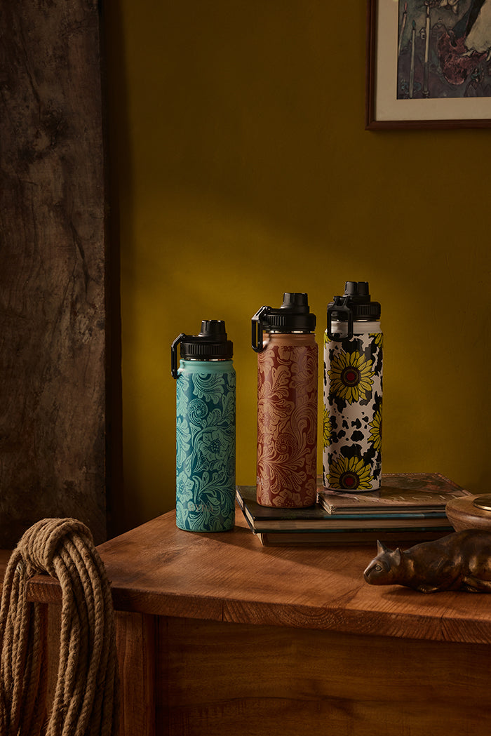 Moo & Bloom Stainless Steel Water Bottle in Sunflower Yellow
