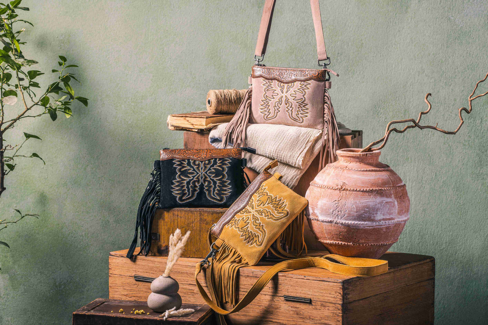 Desert Wing Crossbody Bag In Beige