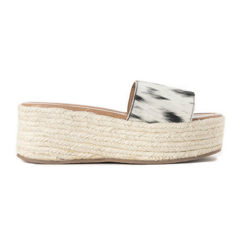 Mesa Mane Hairon Leather Sandals in Black & White