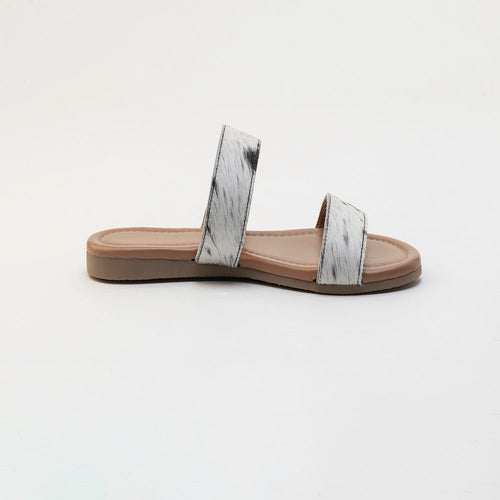 Vaquero Leather Hairon Sandals in Black & White