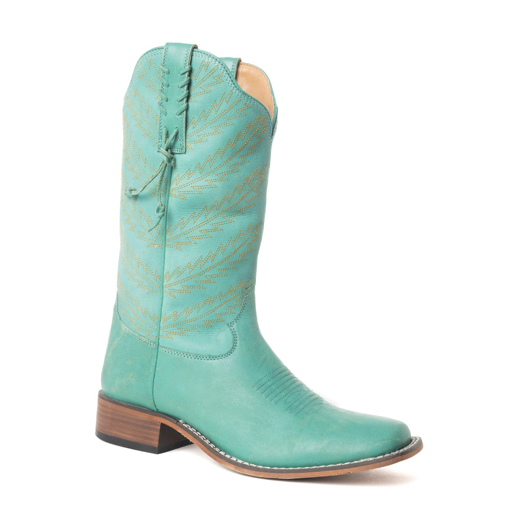 Bluebonnet Embroidered Western Leather Boots in Teal