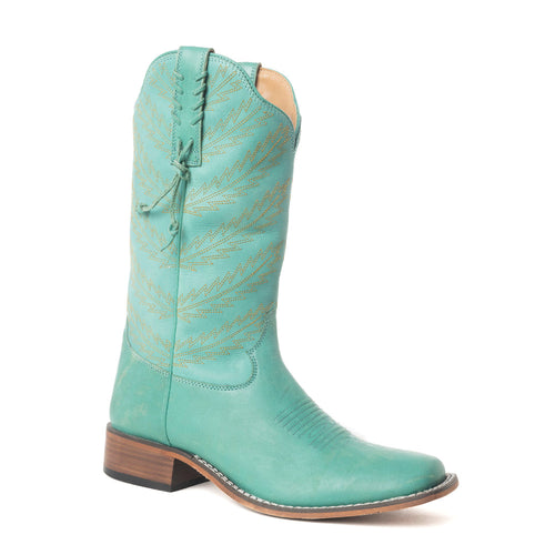 Bluebonnet Embroidered Western Leather Boots in Teal