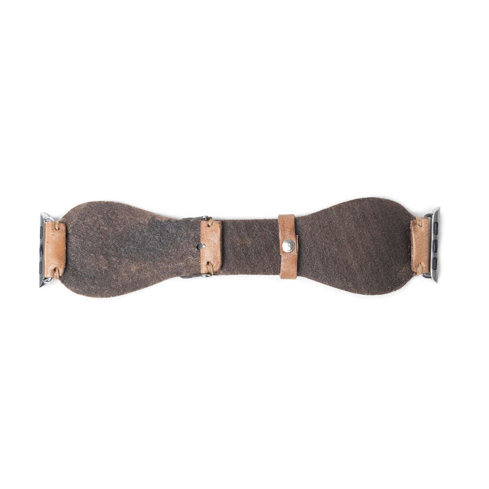 Lone Star Handtooled Leather Watch Band in Light Saddle Tan