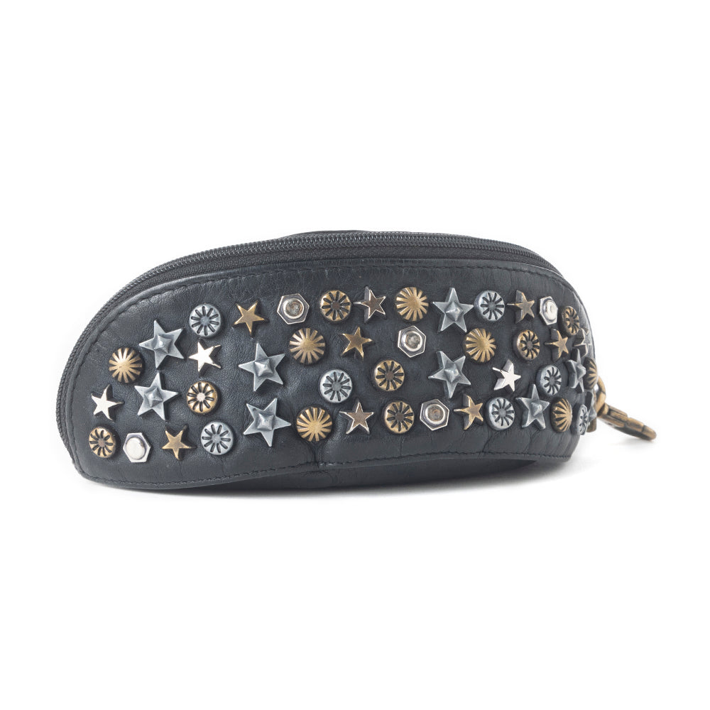 Eclipse Charm Leather Sunglass Case in Midnight Black