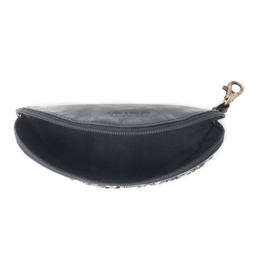 Eclipse Charm Leather Sunglass Case in Midnight Black