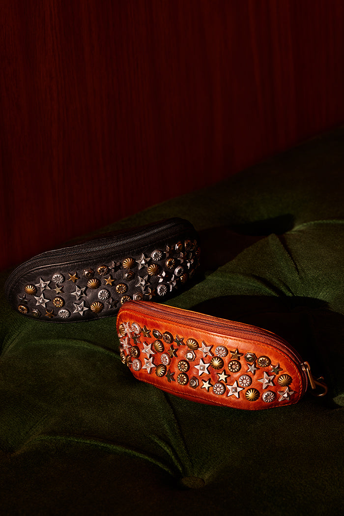 Eclipse Charm Leather Sunglass Case in Midnight Black