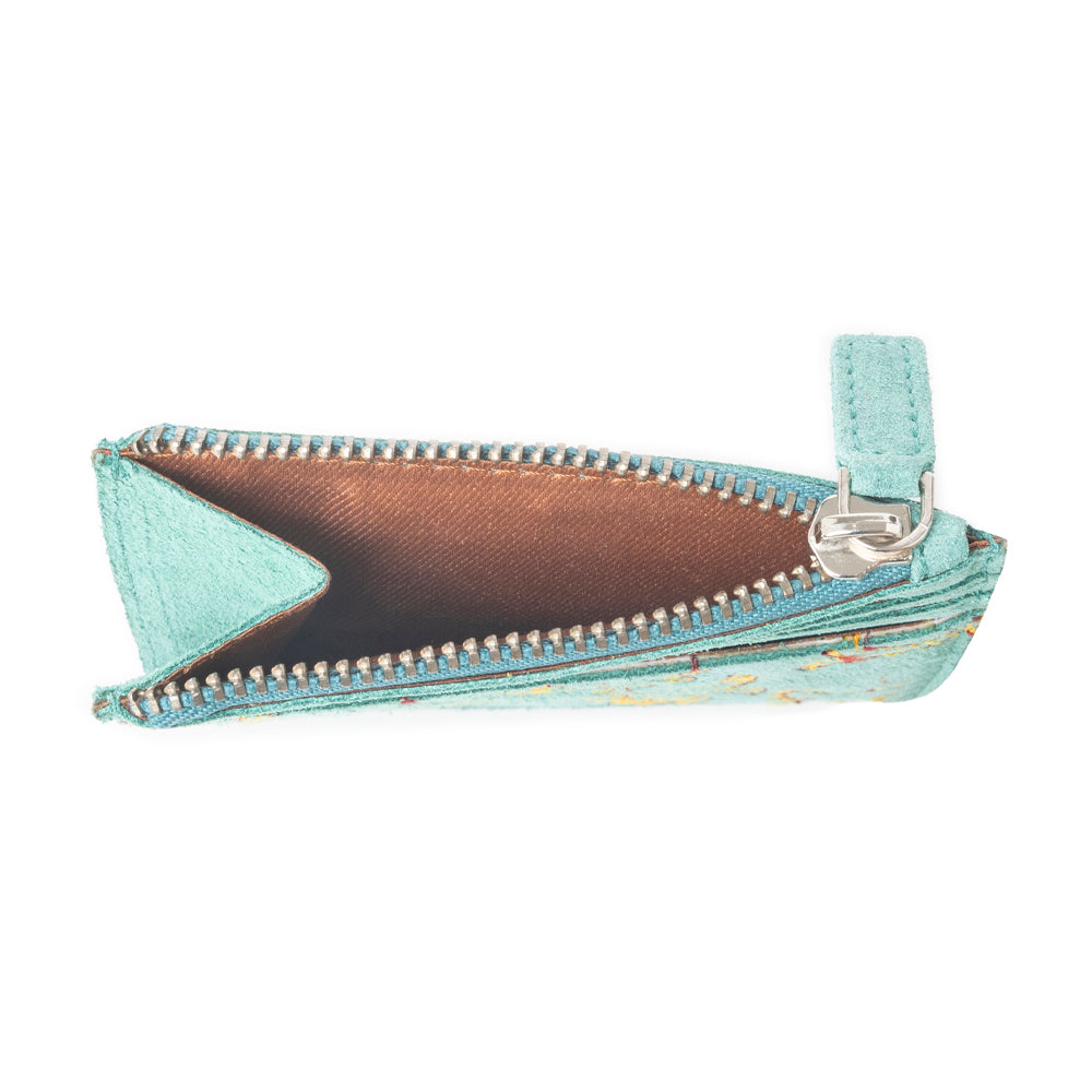 Cactus Sky Western Embroidered Credit Card Holder in Turquoise Haze