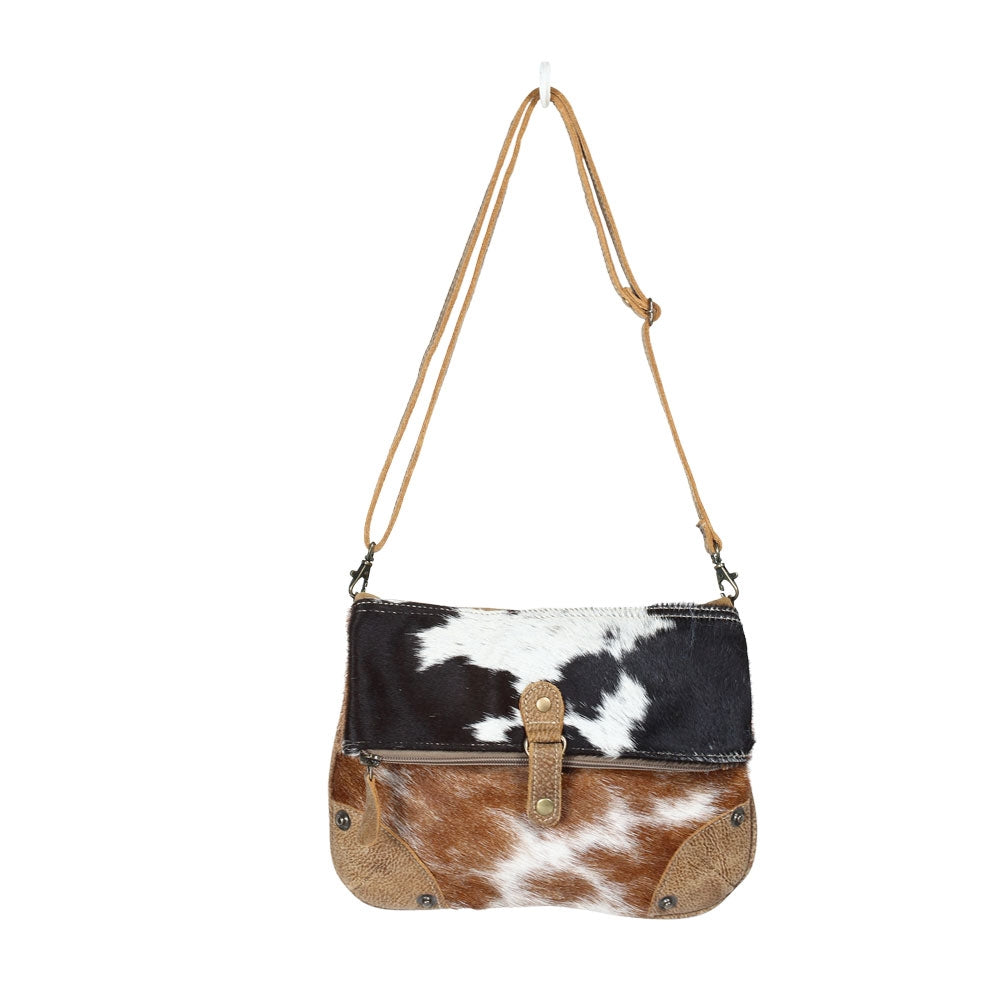 Black & White Flap Hairon Crossbody Bag - Myra Bags