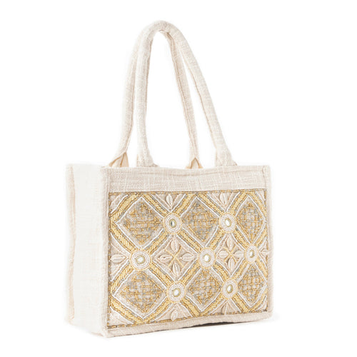 Gypsy Lace Canvas Bag in Boho White