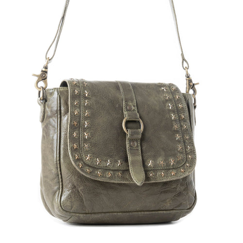 Western Scout Leather Crossbody Bag in Olive