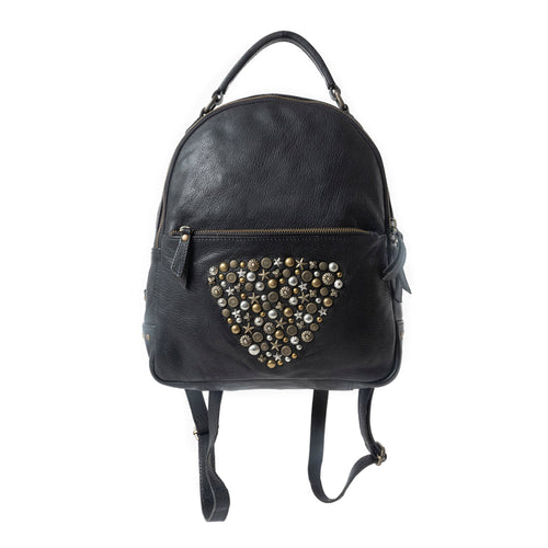 Westbound Star Leather Backpack in Raven Black