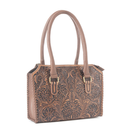 Midnight Grace Handtooled Leather Bag in Brown