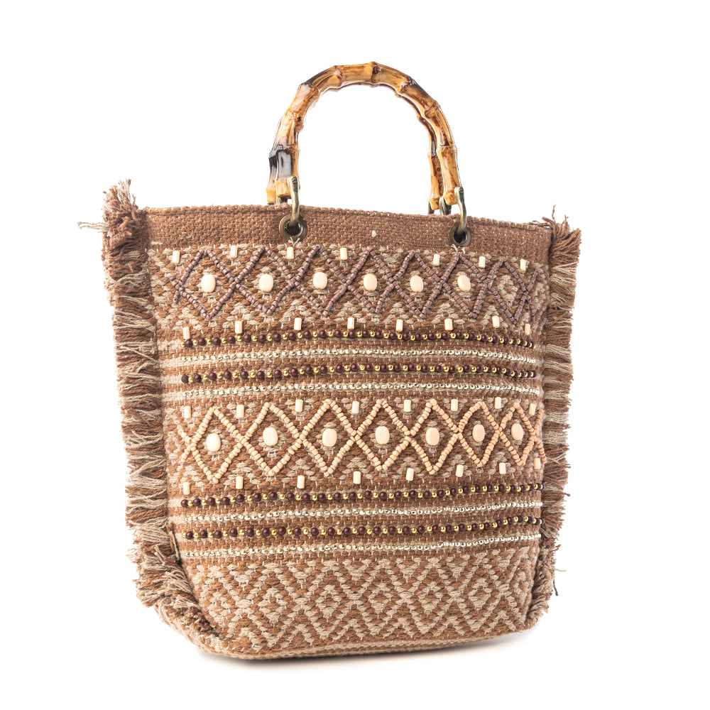 Mesa Pioneer Hand Embroidered Tote Bag in Amber Grain